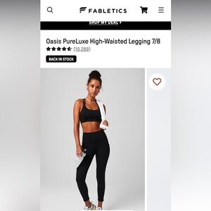 Fabletics Black Oasis PureLuxe Legging size Large